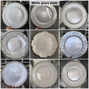 LISSE luxe 13 pouces <span class=keywords><strong>Transparent</strong></span> argent doré jante Design blanc plaque de <span class=keywords><strong>verre</strong></span> chargeur plaque <span class=keywords><strong>verre</strong></span> pour la décoration de Table de mariage - Product Image 3