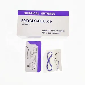 OEM suture chirurgiche monouso sterilizzate PGA acido poliglicolico sintetico strumento chirurgico kit di sutura aghi chirurgici sutura