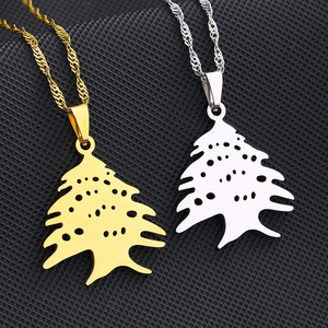 Lebanon <strong>Map</strong> Cedar Tree Flag Pendant Necklace Stainless Steel Gold/Steel Color Men Women Ethnic Jewelry <strong>Gifts</strong> - Product Image 3