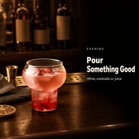 Verre à vin sans pied 280ml 530ml en verre borosilicate transparent rond pour whisky, jus, cocktail, bar à domicile, fête, vente en gros, personnalisé