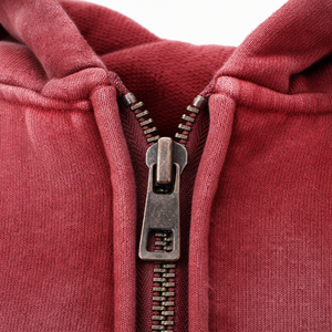 Wholesale Custom Logo Rust Red <strong>Full</strong> <strong>Zip</strong> up Hoodie Oversized Boxy High Street Fashion <strong>Zip</strong>-up Jacket <strong>Jumper</strong> for Men Streetwear - Product Image 4