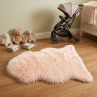 Tapis d'intérieur moderne rose en fausse fourrure de mouton, à poils longs, en polyester, shaggy, lavable en machine, antidérapant, pour la vente en gros