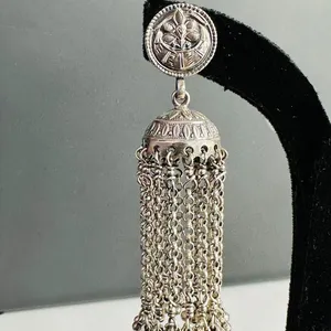Orecchini Jhumka con ciondoli tradizionali indiani gioielli esclusivi orecchino antico alla moda in argento puro 925 per donne e ragazze