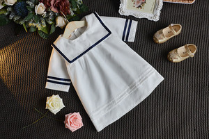 Boutique Girls Summer Solid Color Navy Style Loose Outfits <b>T</b> <b>Shirt</b> <b>in</b> Bulk - Product Image 2