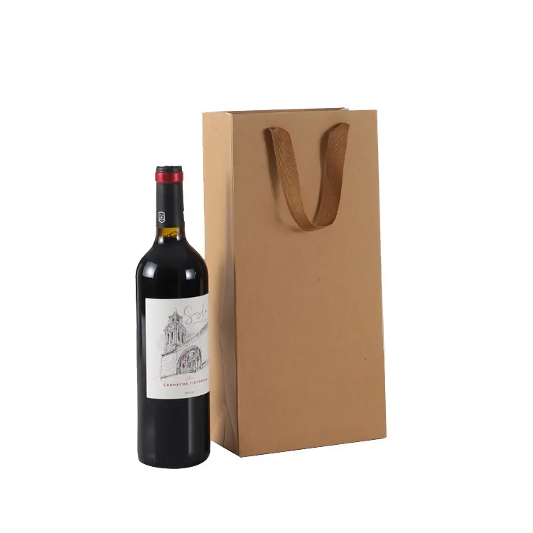 도매 와인 판지 선물 종이 가방 로고 인쇄 병을위한 포장 가방