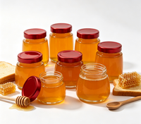 Pot en verre incurvé de qualité alimentaire avec couvercle métallique rouge hermétique pour miel, gelée, confiture, emballage cadeau OEM