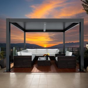 Pérgola de 4x3 2x3m, Diseño Metálico con Techo de Láminas, Estructura Híbrida de Aluminio, Compacta, Mediana, para Exteriores - Product Image 1