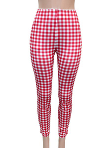 Calças Skinny de Cintura Alta com Estampa Xadrez Vintage e Renda, Moda de Verão 2027 para Mulheres, Leggings Cropped Sexy Y2K para Praia e Streetwear - Product Image 2