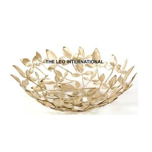 ชามตกแต่งบ้านดีไซน์รูปใบไม้ทำจากทองเหลืองโบราณทรงกลมทำจากทองเหลืองโบราณสไตล์แฟนซี - Product Image 3