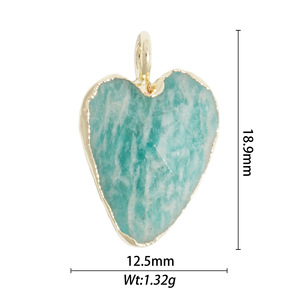 Heart Shaped Natural Stone Pendant Alloy Plated For Jewelry Making DIY Necklace Earring Accessories Spring 2024 Yiwu Origin - Product Image 3
