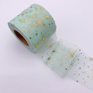 Rollo de Cinta de Tul de Poliéster de Primera Calidad de 6 cm con Diseño de Estrella Dorada para Bodas, Navidad, Manualidades y Accesorios de Moda - Product Image 2