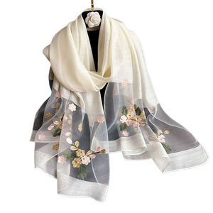 NOVEDAD DE VERANO 2025, bufandas de mezcla de seda suave, chales étnicos largos bordados dibujados a mano de dibujos animados, hiyab para mujer - Product Image 5