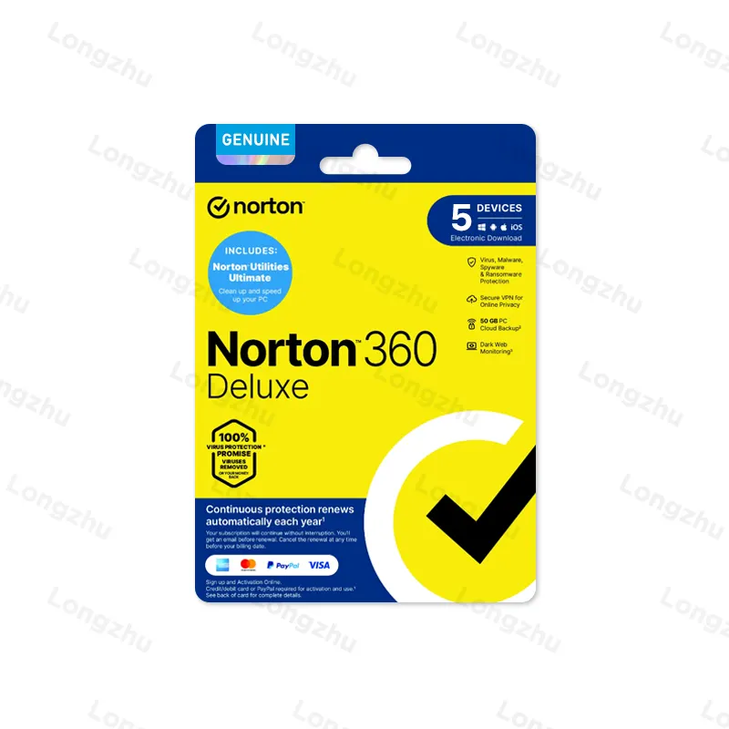 Norton 360 Deluxe Key 5 Dispositivos 1 año de activación Cuenta en línea y contraseña Enviar por chat