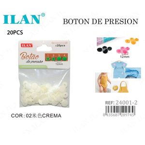 Bottoni a Pressione Ilan 12mm Colore Crema 20 Pezzi per Abbigliamento e Accessori - Product Image 1