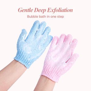 All'ingrosso guanto in Nylon a cinque dita per massaggiare la pelle morta per il corpo guanti esfolianti neri Scrubber per il corpo - Product Image 5