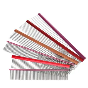 Wholesale Tied Card Packaging Metal Hair Comb Stainless Steel Dog Pet Grooming Lice Comb Pet Brush Comb