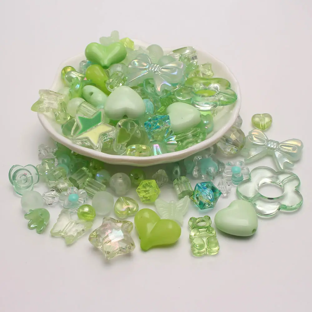 Perline in resina di vetro assortite verde chiaro Multi Size colori perline lisce per bracciali collana orecchino creazione di gioielli fai da te