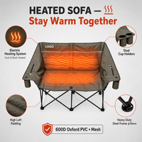 Sofá Cama Plegable Acolchado y Térmico, Sillón Lounge Portátil para 2 Personas, de Oxford 600D, para Exteriores, Playa, RV, Patio