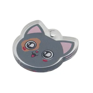 Guter Verkauf kunden spezifische gedruckte Cartoon Acryl Katze ID Pet Tag Pet ID benutzer definierte Erkennungs marken