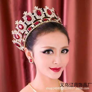 Couronne de reine baroque ornée de bijoux-Couronnes et diadèmes de mariage en strass pour femmes, grands diadèmes de fête costumés - Product Image 2