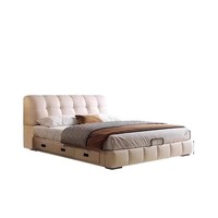 Vente en gros de meubles de chambre à coucher minimalistes et modernes, lit de luxe king-size, rembourrage en cuir, style doux, double, bois de bonne qualité