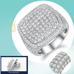Nuovo arrivo gioielli in stile Hip Hop per gli <span class=keywords><strong>uomini</strong></span> 925 in <span class=keywords><strong>argento</strong></span> Sterling VVS <span class=keywords><strong>D</strong></span> Color rombi ghiacciato anello a grappolo anello di lusso Moissanite - Product Image 5