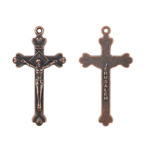 Gerusalemme religiosa per il rosario che fa il crocifisso cattolico d'argento antico 43*23mm - Product Image 1