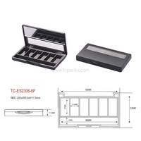 Palette de fards à paupières carrée 6 couleurs avec logo personnalisé, miroir intégré, étui compact en plastique recyclé et conteneur pour blush