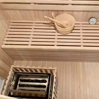 Sauna traditionnel extérieur pour 2 à 4 personnes, cabine de sauna carrée en bois massif avec panneau de commande pour la maison, le jardin et la cour.