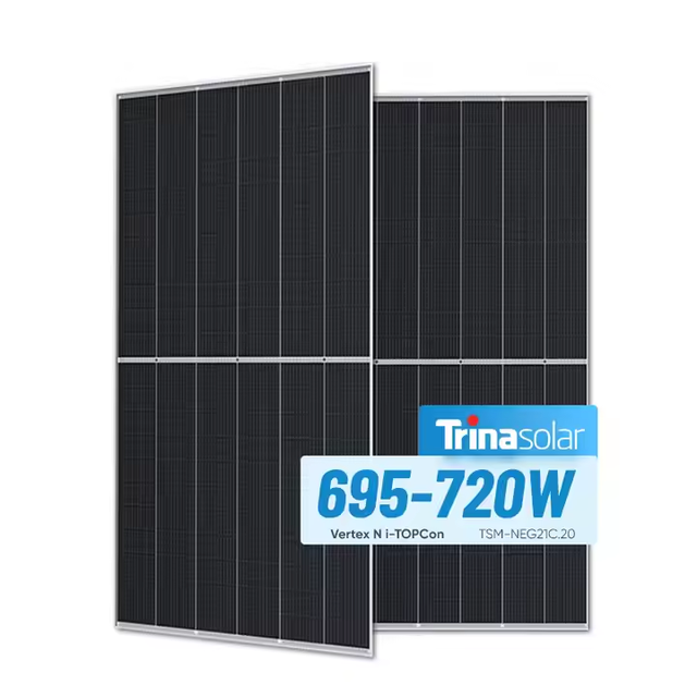 Trina Solar Panel N-type TOPCon Dual Glass Bifacial 695W 700W 705W 710W 715W 720W Solar Panels for Commercial Use