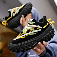 Baskets Homme Tendance à Logo Personnalisé, Semelle Épaisse, Élastiques, Chaussures de Course de Marque Designer, Style Pneus Marche