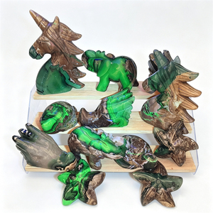Figuras Mixtas de Animales Talladas en Ágata Volcánica Fluorescente UV: Unicornio, Elefante, Estrella de Mar, Búho. Piedra Curativa, Decoración del Hogar, Venta al por Mayor - Product Image 1