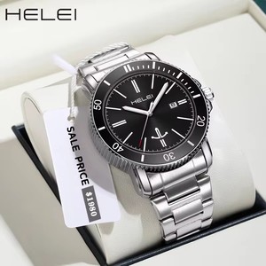 Helei, reloj de pulsera de cuarzo con esfera grande creativa, correa de acero inoxidable, deporte 9002, relojes clásicos para hombre, calendario de moda, reloj de pulsera para hombre - Product Image 1