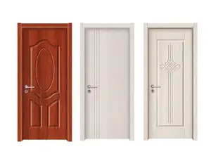 防水防音MDF木製ドア溝デザイン塗装木製メインドアバスルーム木製ドア