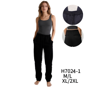 Pantaloni Sportivi Casual da Donna HDJ H7024-1 M/L XL/2XL con Coulisse in Vita Vestibilità Comoda Tinta Unita in Maglia di Cotone e Spandex - Product Image 1