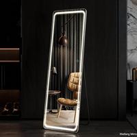 Miroir de maquillage sur pied LED intelligent personnalisé, grand format, décoratif, avec écran LED et interrupteur IR, design moderne mural