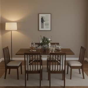 Tavolo da Pranzo Rettangolare in Legno con Gambe in Metallo, Design Moderno e Minimalista per Sala da Pranzo, 6 Posti, Montaggio Stabile - Product Image 2