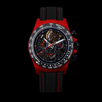 Benutzerdefiniertes Logo Carbonfaser Skelett-Uhr 4802 Automatik Chronograph Zeiger-Zifferblatt Charm Herren Luxus Sport OEM Nylonarmband 20mm