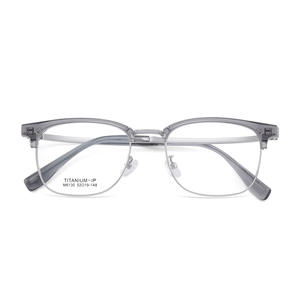 Monture de lunettes demi-cerclée en titane Danyang M6130 pour homme, taille moyenne, verres en résine, design quadrilatéral linéaire - Product Image 1