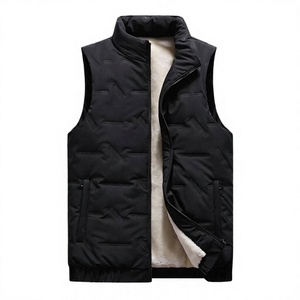 Gilet formel en laine d'agneau pour homme avec fermeture éclair, manteau épais en laine pour l'hiver, vêtement d'extérieur grande taille, OEM - Product Image 4