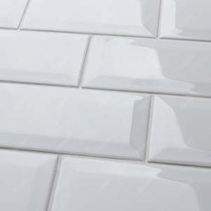 Günstige Fabrik Heimwerker Wand Küche Badezimmer Backs plash 3x6 Hochglanz Super White Bevel U-Bahn Fliesen Metro Fliesen Keramik - Product Image 4