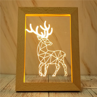 Graffiti en bois acrylique 3D LED cadre Photo décoratif veilleuse cadre Photo en hêtre vente en gros