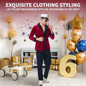 Disfraz de Hugh Hefner para hombre adulto, capa, pantalones, sombrero, gafas, pipa, disfraz de Halloween, accesorio para disfrazarse - Product Image 6