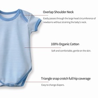 Combinaison bébé à manches courtes avec logo personnalisé, unisexe, en coton biologique, col enveloppe, rayée, vêtements pour nouveau-né