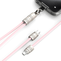 El mejor cable de carga rápida de 1,2 m y 60W de tipo C, cordón de teléfono de silicona 2 en 1 para viajes diarios, correa de teléfono cruzada