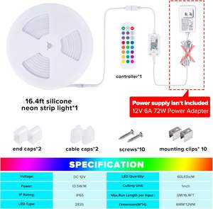 Tira de neón de silicona al por mayor 6*12mm 8*16mm impermeable Led Flexible 5m 10m 12 voltios tira de Led de neón Rgb - Product Image 6
