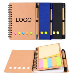 Großhandel Hochwertiges Tagebuch Benutzer definierte Druck größe Haft notizen Kraft papier Cover Spiral School Notebook