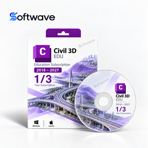 Installation de disque DVD EDU 1/3 an (2017-2027) pour 3 PC - Logiciel de dessin et de conception assistée par ordinateur 24/7 Chat Civil 3D - Product Image 1