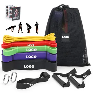 Different Level Exercise Bands 5 Packs Resistance Bands Set with Door Anchor and Handles