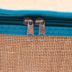 Sac isotherme réutilisable personnalisé Déjeuner pique-nique Toile de jute Sac fourre-tout thermique isolé organique avec fermeture éclair écologique - Product Image 5